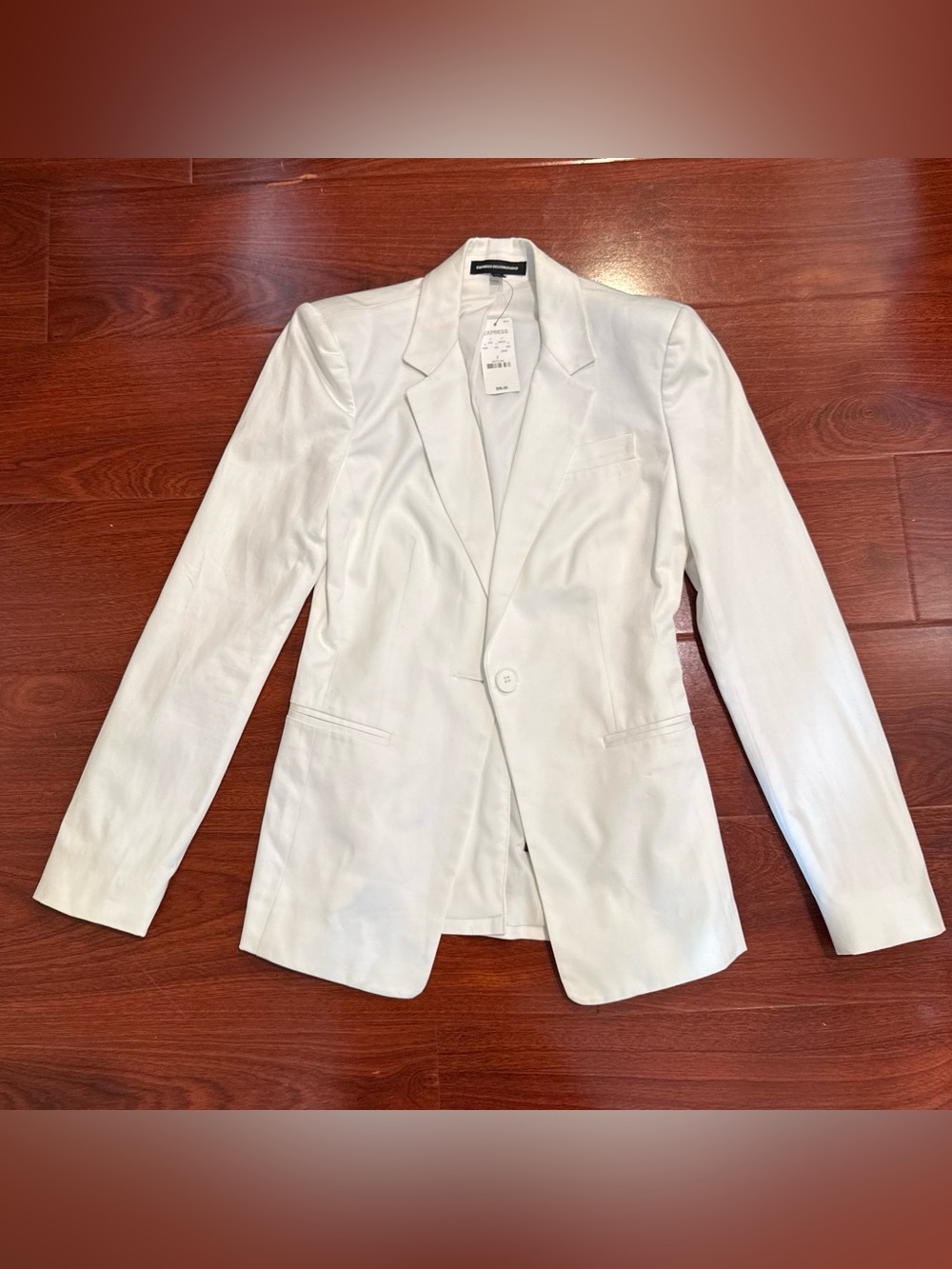 Express Design Studio White Blazer Size 2 Cotton Stretch Single Button